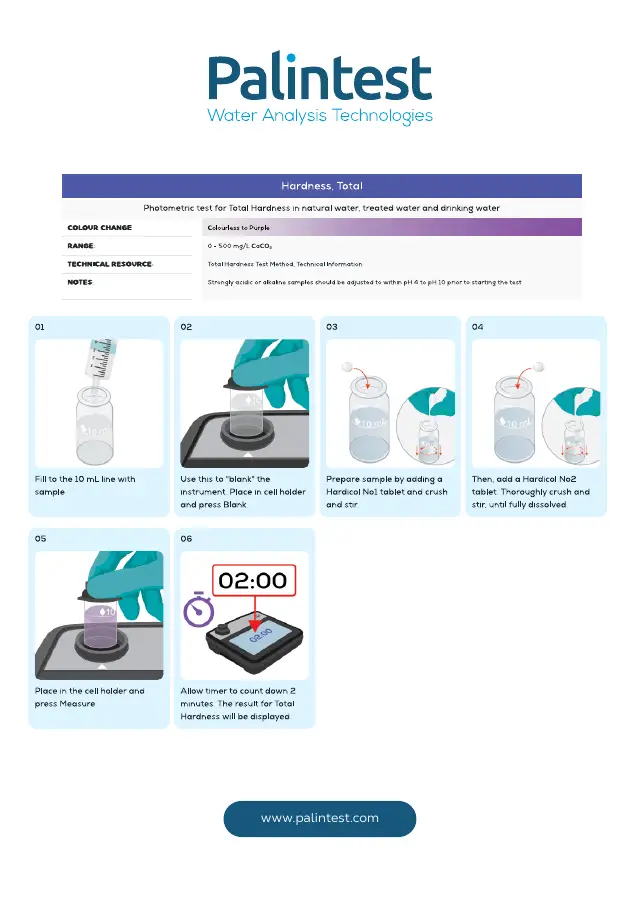 Palintest test instructions for Total hardness, page 1